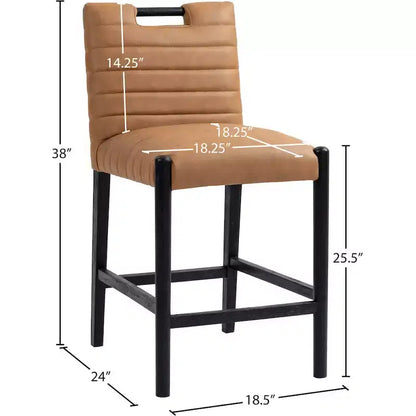 Meridian Furniture, Tabouret de comptoir Aimee en cuir végétalien couleur Cognac
