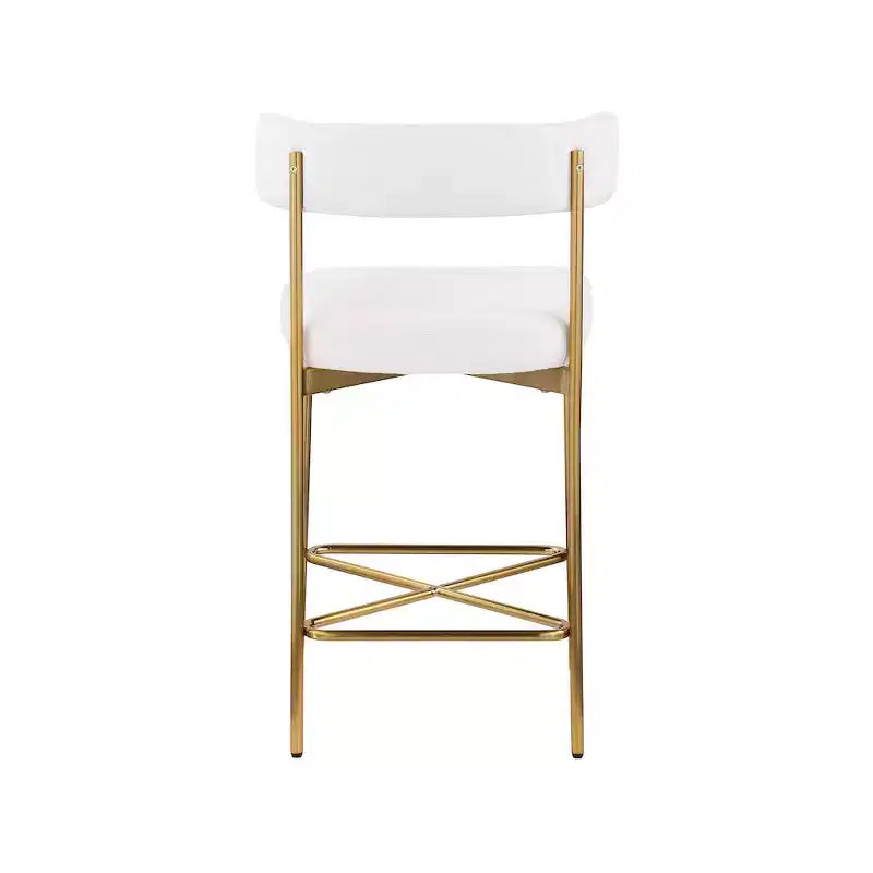 Meridian Furniture, Tabouret en tissu texturé lin résistant Rivage Crème, Lot de 2