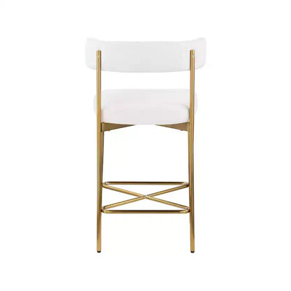 Meridian Furniture, Tabouret en tissu texturé lin résistant Rivage Crème, Lot de 2