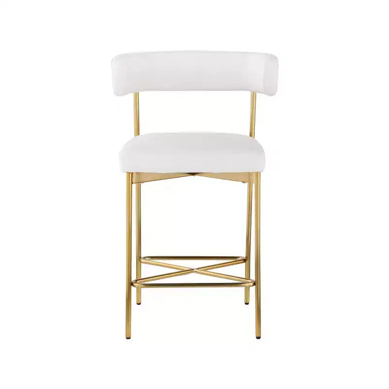 Meridian Furniture, Tabouret en tissu texturé lin résistant Rivage Crème, Lot de 2