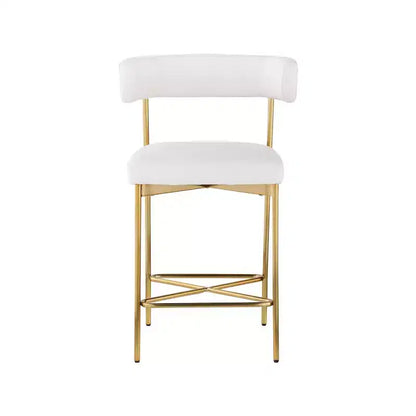 Meridian Furniture, Tabouret en tissu texturé lin résistant Rivage Crème, Lot de 2