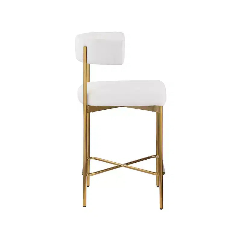 Meridian Furniture, Tabouret en tissu texturé lin résistant Rivage Crème, Lot de 2