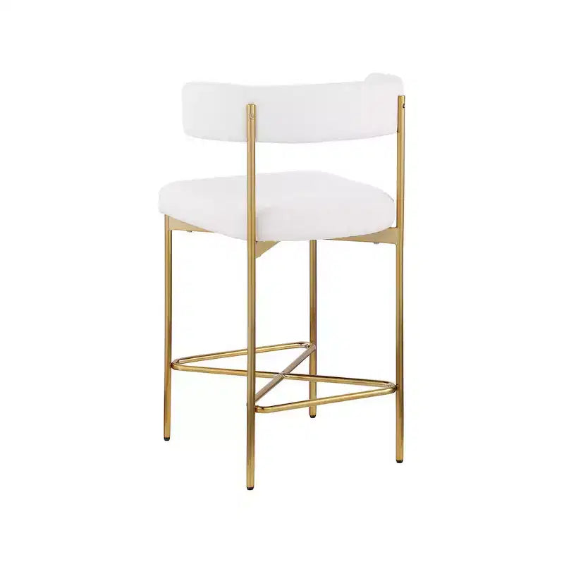 Meridian Furniture, Tabouret en tissu texturé lin résistant Rivage Crème, Lot de 2