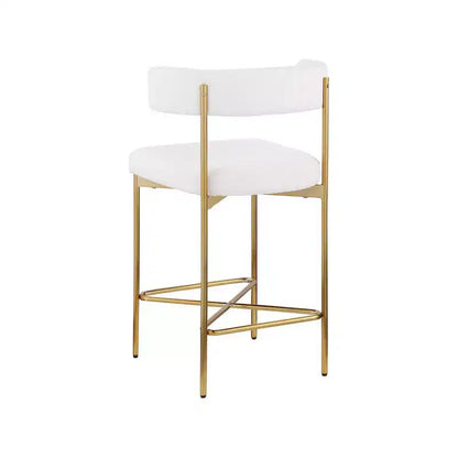 Meridian Furniture, Tabouret en tissu texturé lin résistant Rivage Crème, Lot de 2