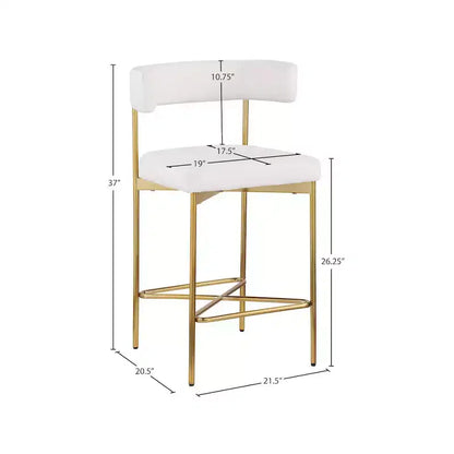 Meridian Furniture, Tabouret en tissu texturé lin résistant Rivage Crème, Lot de 2