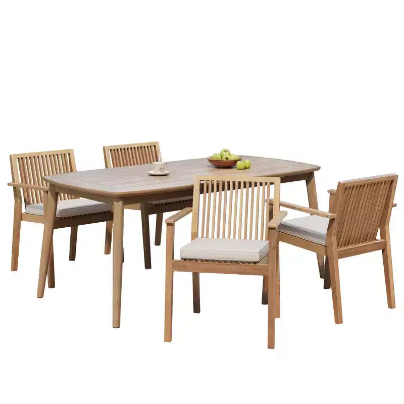Christopher Knight Home Anivia Rustic 7 Piece Patio Acacia Wood Dining Set with Cushions