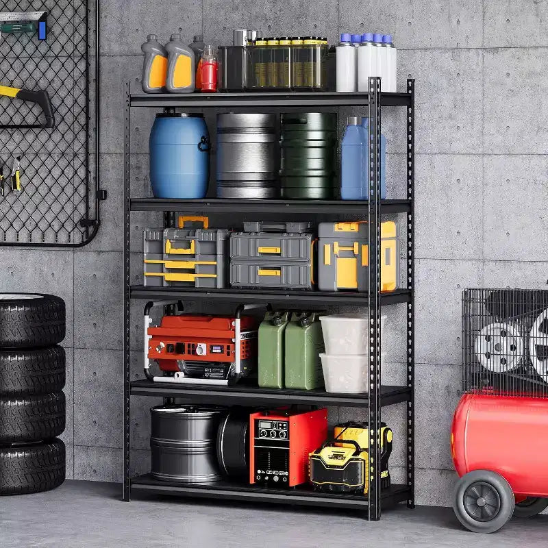 GustoWave 5-Tier Adjustable Steel Utility Storage Rack Shelves for Garage, Warehouse, Pantry & Basement
