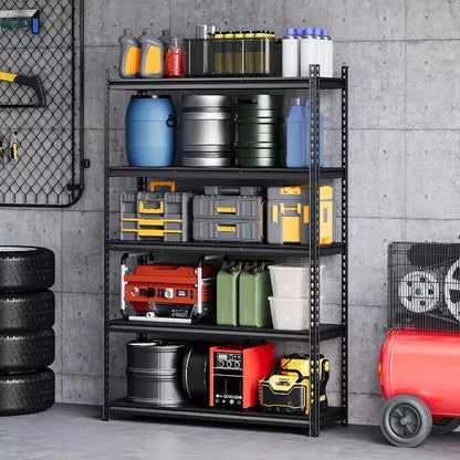 GustoWave 5-Tier Adjustable Steel Utility Storage Rack Shelves for Garage, Warehouse, Pantry & Basement