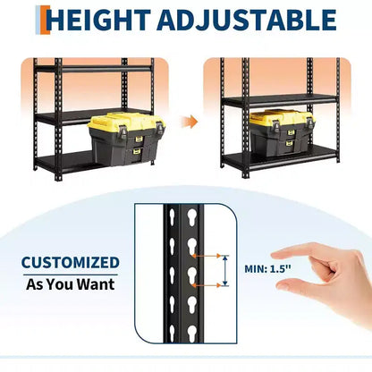 GustoWave 5-Tier Adjustable Steel Utility Storage Rack Shelves for Garage, Warehouse, Pantry & Basement