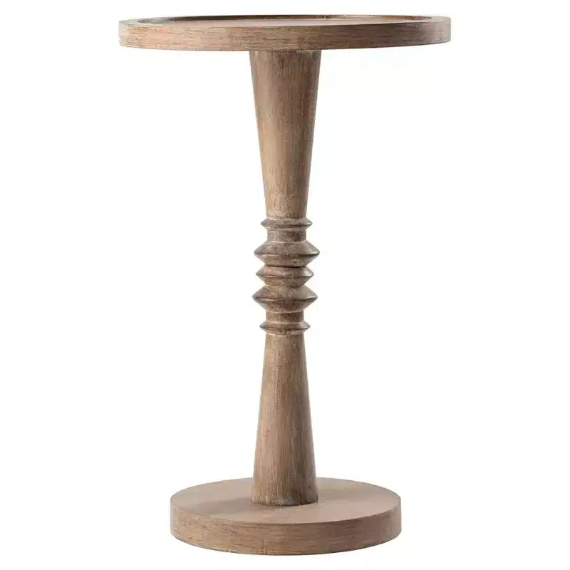 COZAYH Pedestal Tray Top End Table for Holding Drinks, Lamps or Plants, Farmhouse & Rustic Style for Living Room or Bedroom, Brown