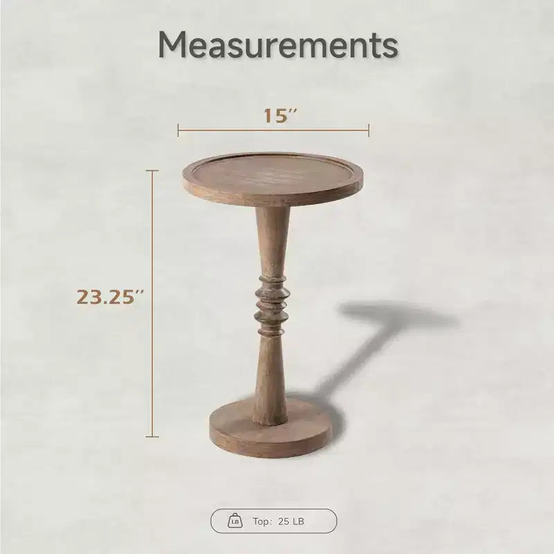 COZAYH Pedestal Tray Top End Table for Holding Drinks, Lamps or Plants, Farmhouse & Rustic Style for Living Room or Bedroom, Brown