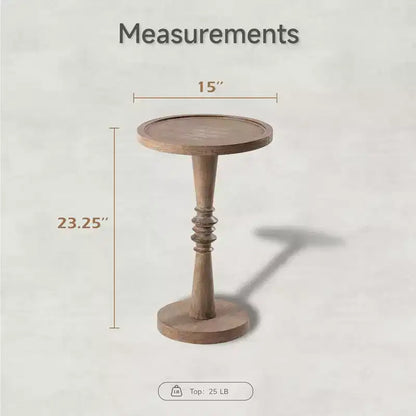 COZAYH Pedestal Tray Top End Table for Holding Drinks, Lamps or Plants, Farmhouse & Rustic Style for Living Room or Bedroom, Brown