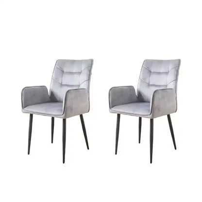 ModernLuxe Lot de 2 chaises de salle à manger en velours avec assise rembourrée douce et cadre en fer, chaises sans accoudoirs, jaune/gris