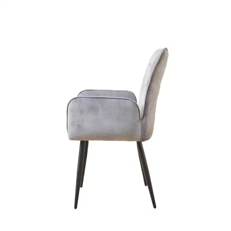 ModernLuxe Lot de 2 chaises de salle à manger en velours avec assise rembourrée douce et cadre en fer, chaises sans accoudoirs, jaune/gris