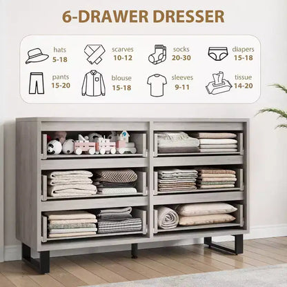 Commode à 6 tiroirs Acekool - Rangement polyvalent pour toutes les pièces