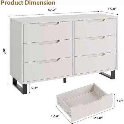 Commode à 6 tiroirs Acekool - Rangement polyvalent pour toutes les pièces
