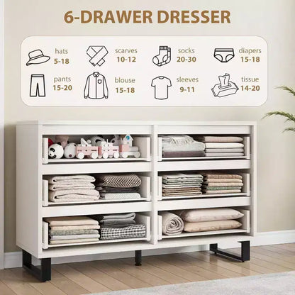 Commode à 6 tiroirs Acekool - Rangement polyvalent pour toutes les pièces