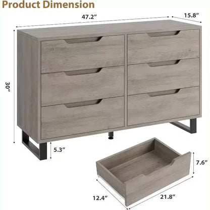 Commode à 6 tiroirs Acekool - Rangement polyvalent pour toutes les pièces
