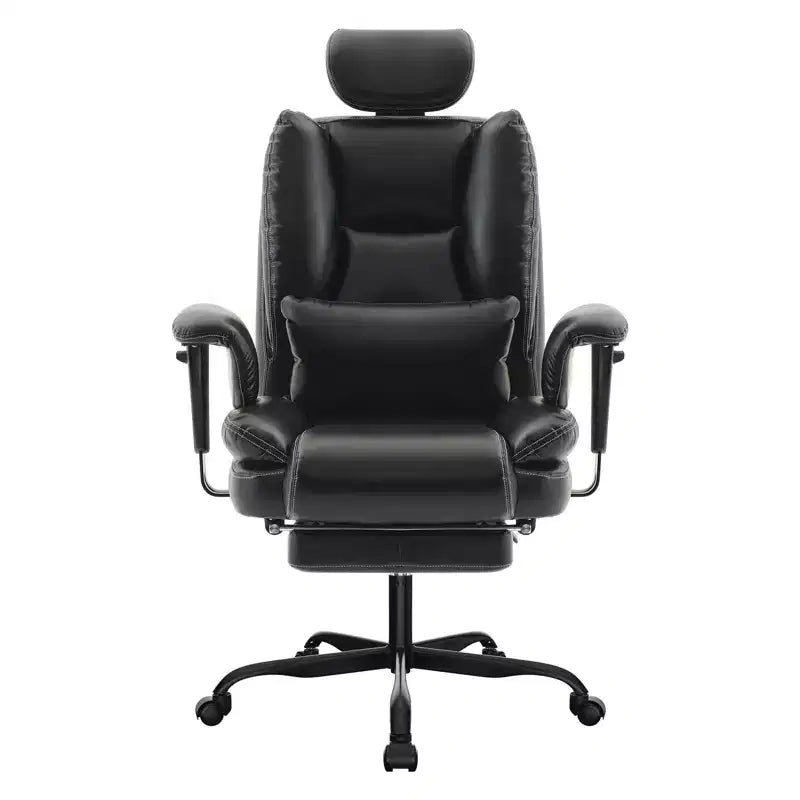 Office Chair PU Leather Computer Chair with Lumbar Support and High Backrest, Ergonomic Desk Chair with Liftable Headrest