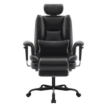 Office Chair PU Leather Computer Chair with Lumbar Support and High Backrest, Ergonomic Desk Chair with Liftable Headrest