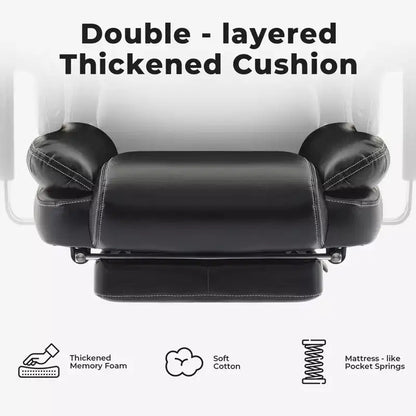 Office Chair PU Leather Computer Chair with Lumbar Support and High Backrest, Ergonomic Desk Chair with Liftable Headrest