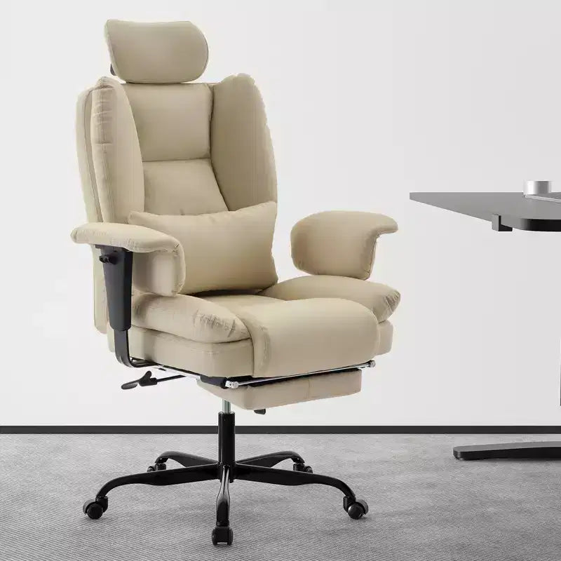 Office Chair PU Leather Computer Chair with Lumbar Support and High Backrest, Ergonomic Desk Chair with Liftable Headrest