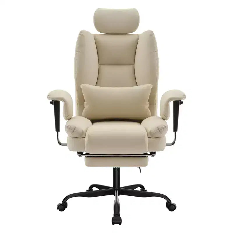 Office Chair PU Leather Computer Chair with Lumbar Support and High Backrest, Ergonomic Desk Chair with Liftable Headrest