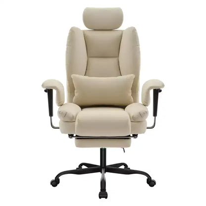 Office Chair PU Leather Computer Chair with Lumbar Support and High Backrest, Ergonomic Desk Chair with Liftable Headrest