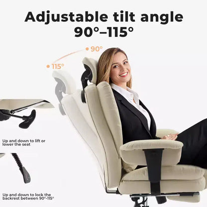 Office Chair PU Leather Computer Chair with Lumbar Support and High Backrest, Ergonomic Desk Chair with Liftable Headrest