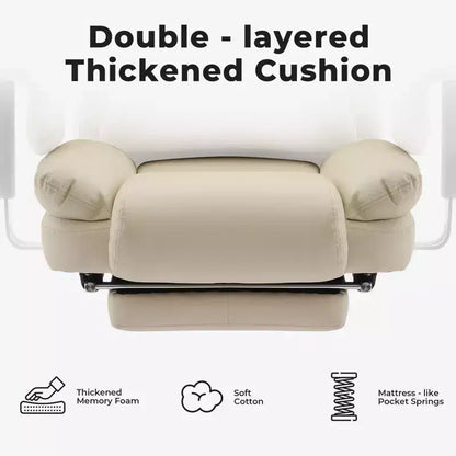 Office Chair PU Leather Computer Chair with Lumbar Support and High Backrest, Ergonomic Desk Chair with Liftable Headrest