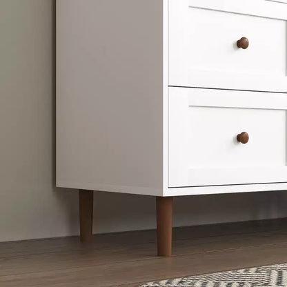 MAYEERTY Meuble de Rangement Blanc en MDF avec Portes Vitrées, Étagères Réglables, Armoire sur Pied pour Cuisine, Salon