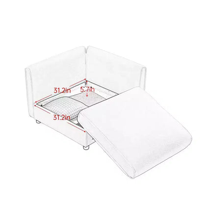 Canapé modulable avec rangement, dossier cylindrique et accoudoirs, assise profonde et confortable, durable et offrant un bon soutien pour le salon.