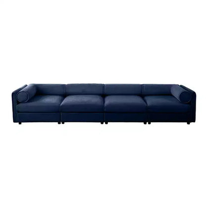 Canapé modulable avec rangement, dossier cylindrique et accoudoirs, assise profonde et confortable, durable et offrant un bon soutien pour le salon.