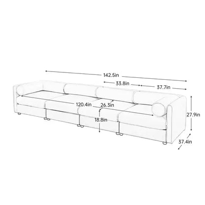 Canapé modulable avec rangement, dossier cylindrique et accoudoirs, assise profonde et confortable, durable et offrant un bon soutien pour le salon.