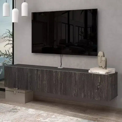HomeStock Modern Floating TV Stand Wall Mount for Large TVs 65-80 Inch, Black