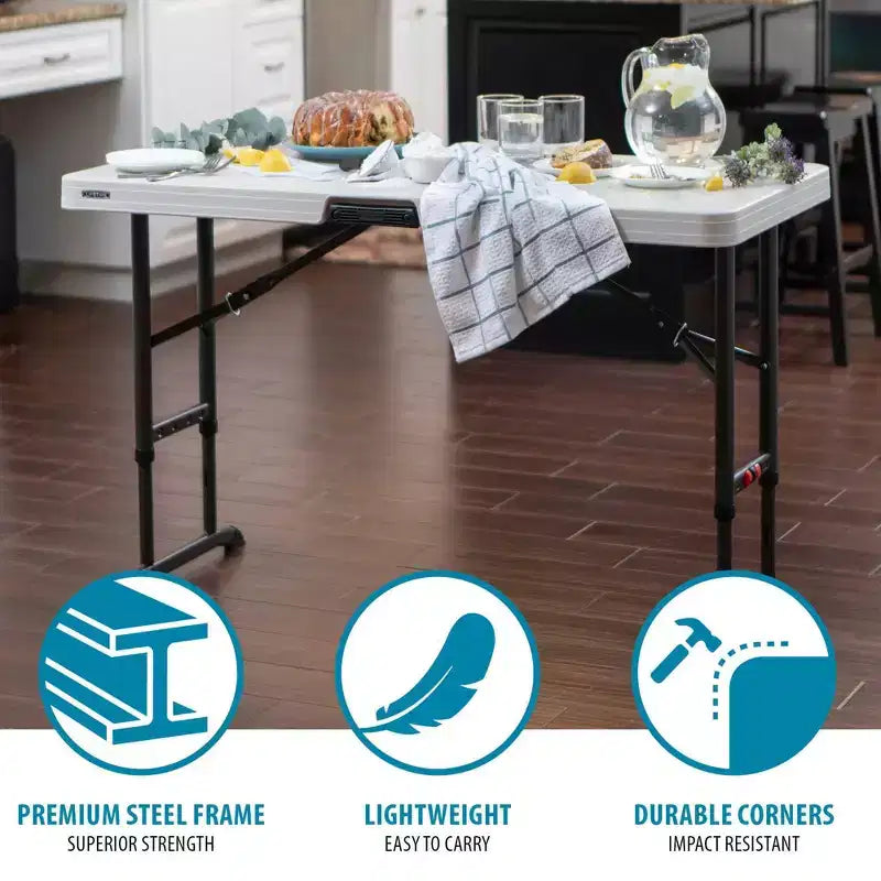 Lifetime 4' Adjustable Height Commercial Grade Table, White (80387)