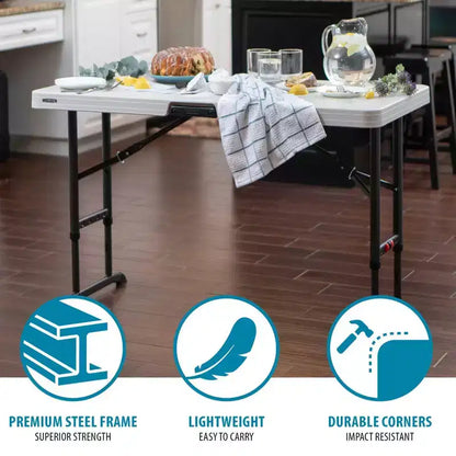 Lifetime 4' Adjustable Height Commercial Grade Table, White (80387)