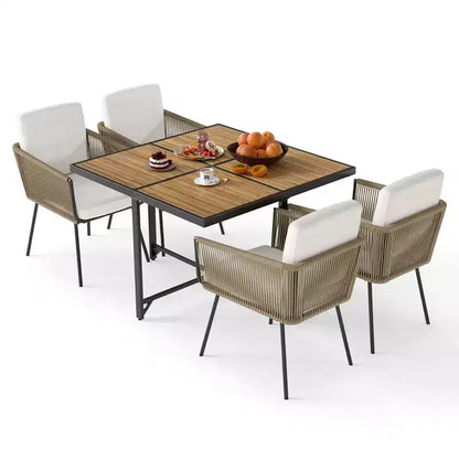 Costway Ensemble de salle à manger d'extérieur 5 pièces Table rectangulaire et chaises