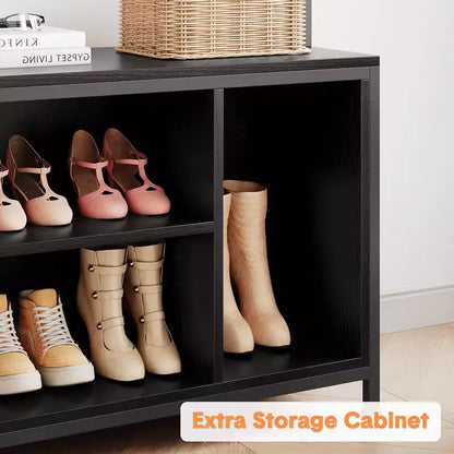 Porte-manteau industriel avec banc, rangement à chaussures et patère, meuble d'entrée pour vestiaire avec crochets et étagères pour petits espaces