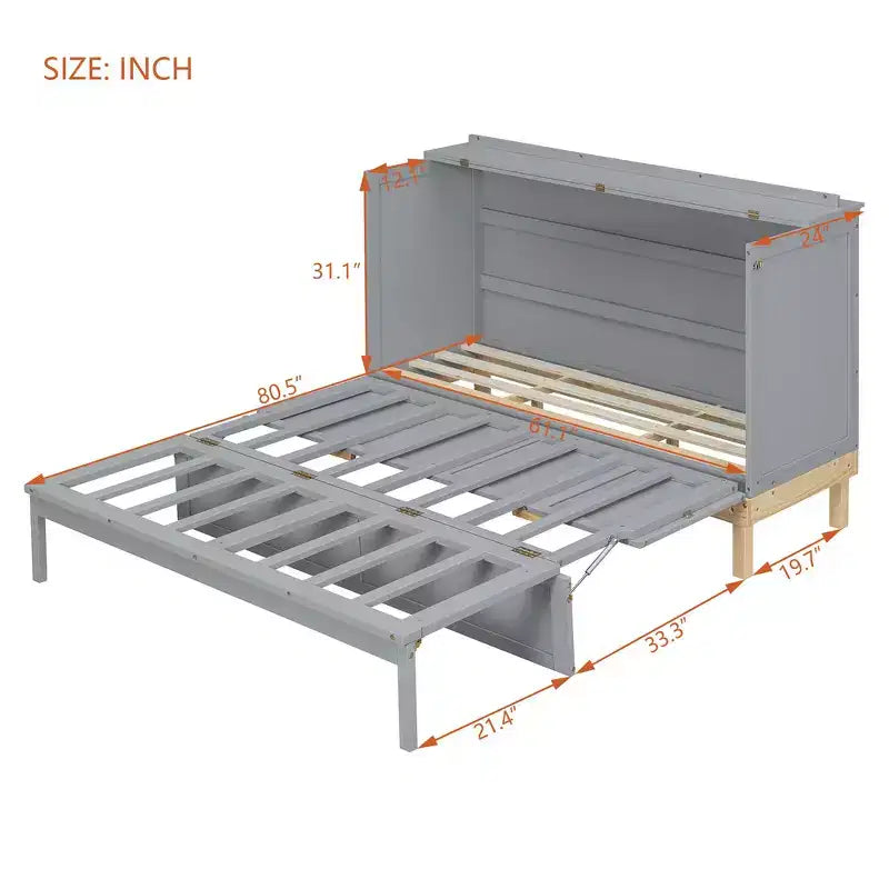 Lit escamotable grand lit (Queen Size) Whisen, peu encombrant, construction durable, installation simple avec quincaillerie incluse