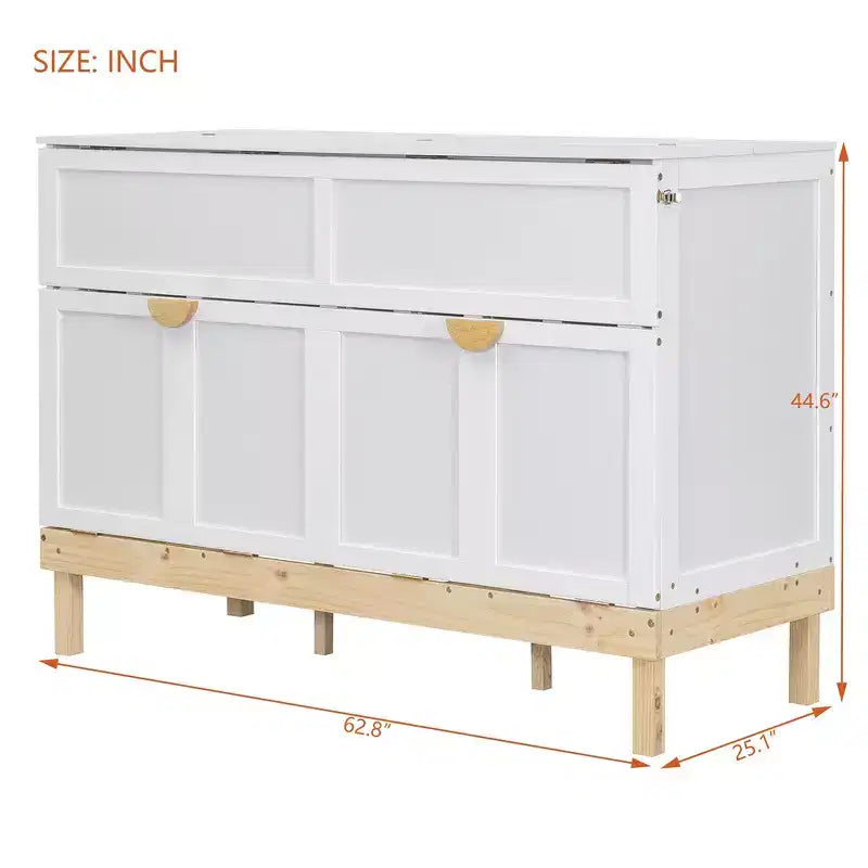 Lit escamotable grand lit (Queen Size) Whisen, peu encombrant, construction durable, installation simple avec quincaillerie incluse
