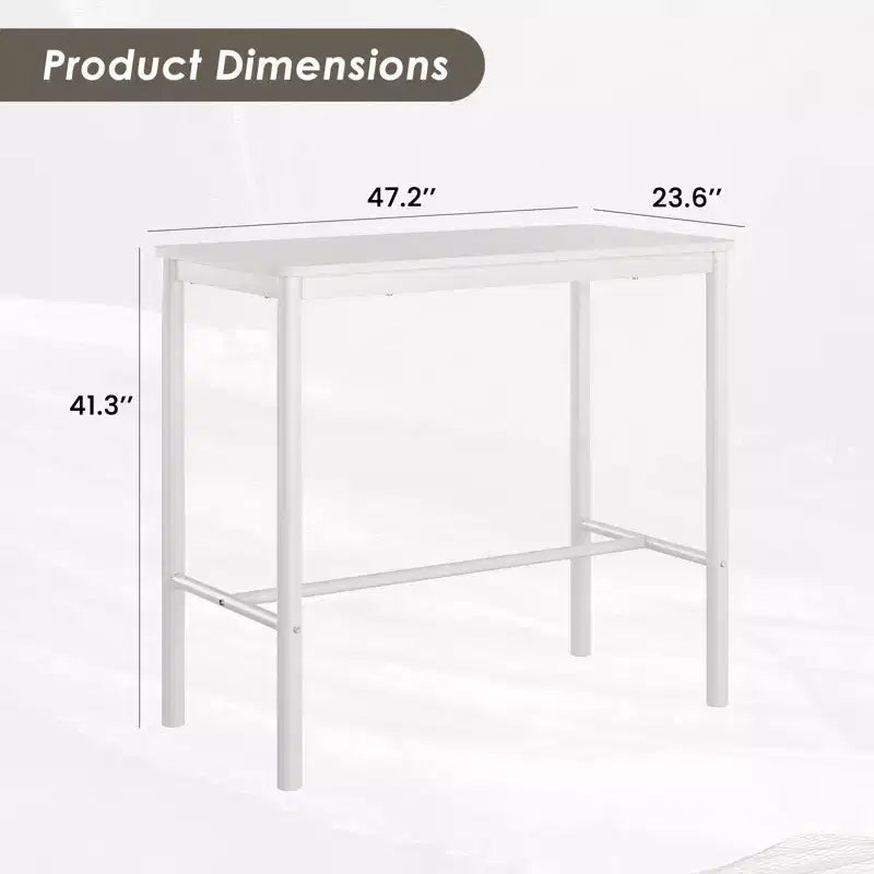 PexFix 47 Counter Height Pub Bar Table White Rectangular Dining Counter Tables For Cafe Kitchen And Studyroom