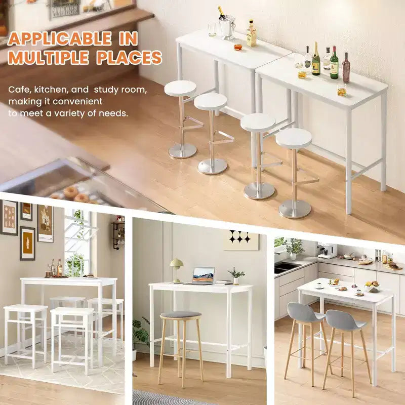 PexFix 47 Counter Height Pub Bar Table White Rectangular Dining Counter Tables For Cafe Kitchen And Studyroom