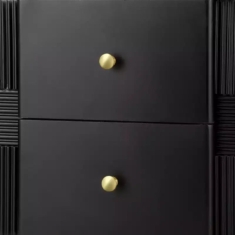 Whisen Modern Minimalist Nightstand with 2 Storage Drawer, Golden Metal Handles and Legs, Unique Textured Design