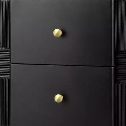 Whisen Modern Minimalist Nightstand with 2 Storage Drawer, Golden Metal Handles and Legs, Unique Textured Design