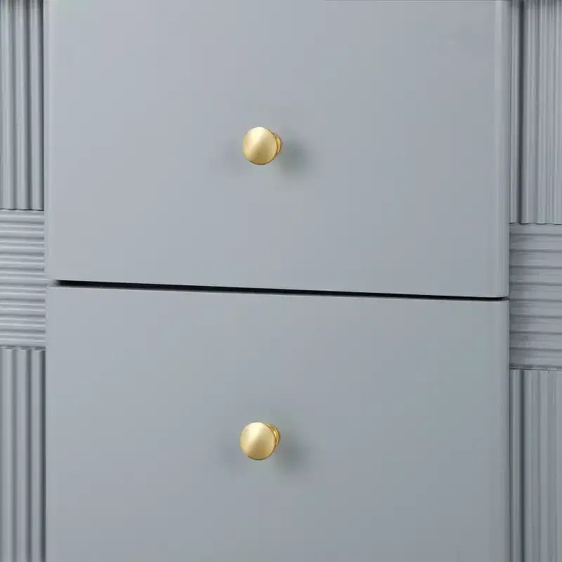 Whisen Modern Minimalist Nightstand with 2 Storage Drawer, Golden Metal Handles and Legs, Unique Textured Design