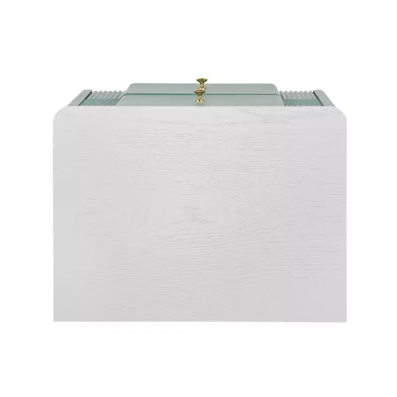Whisen Modern Minimalist Nightstand with 2 Storage Drawer, Golden Metal Handles and Legs, Unique Textured Design