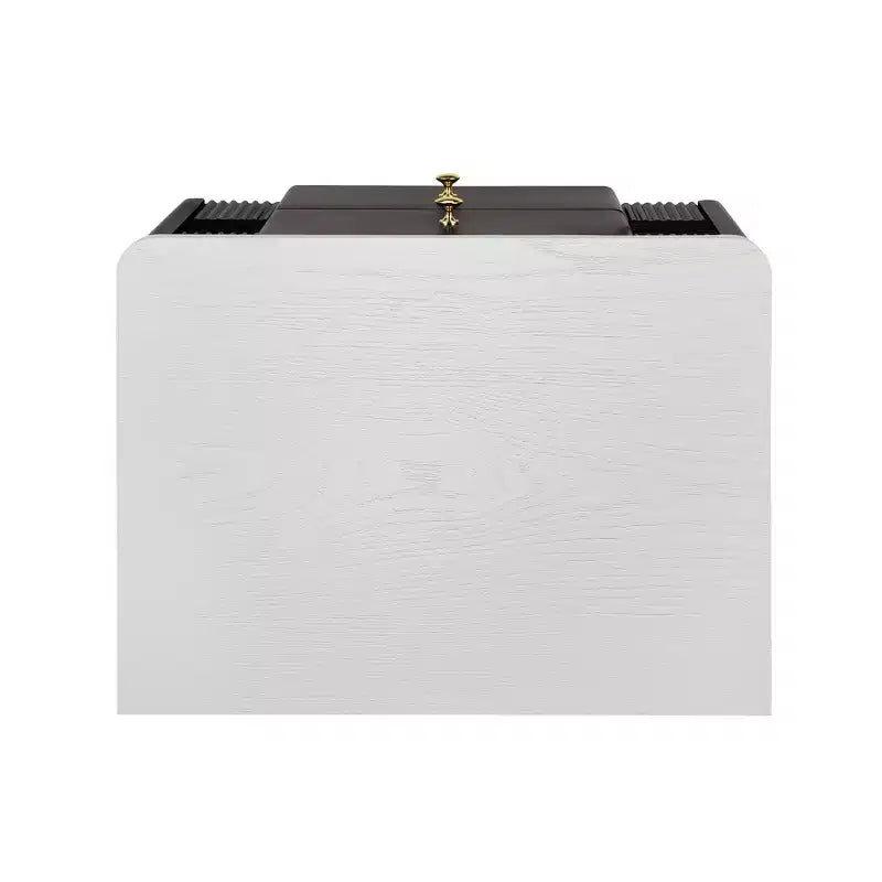Whisen Modern Minimalist Nightstand with 2 Storage Drawer, Golden Metal Handles and Legs, Unique Textured Design
