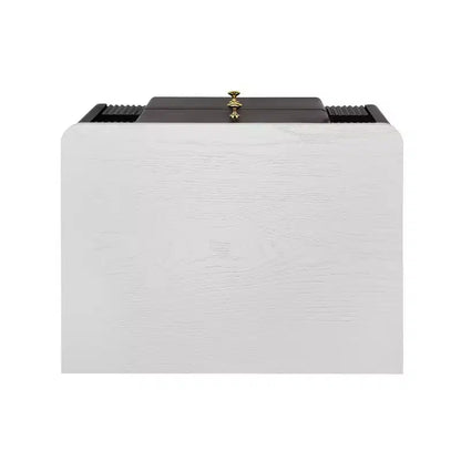 Whisen Modern Minimalist Nightstand with 2 Storage Drawer, Golden Metal Handles and Legs, Unique Textured Design