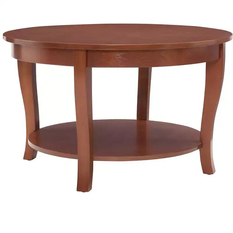 Table basse ronde, table d'appoint à 2 niveaux avec pieds en bois, table basse ronde, table de canapé pour salon, salle de réception, chambres, appartements, studios